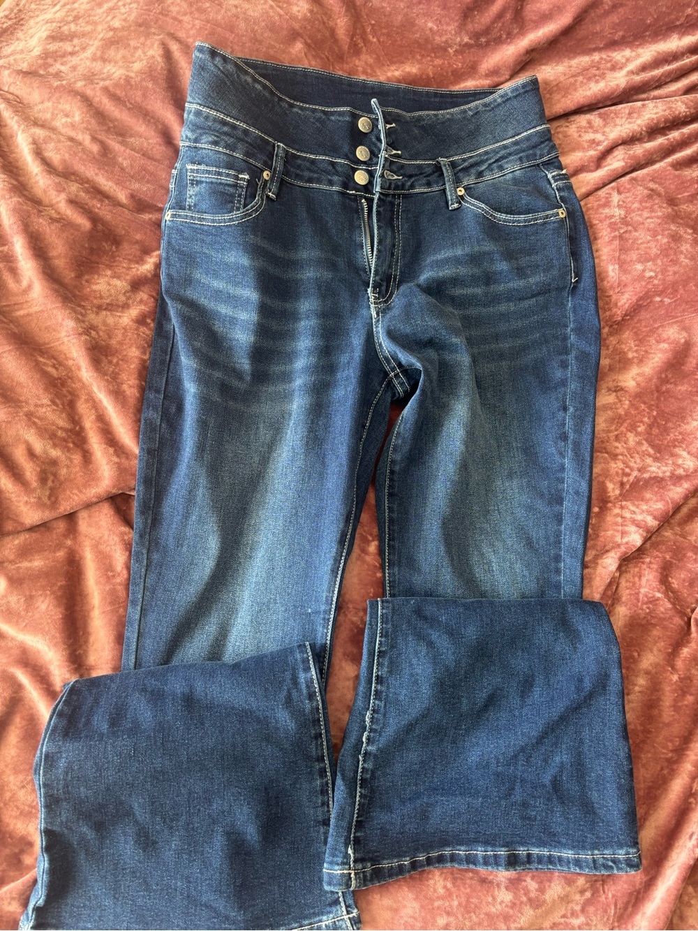 Suzanne Betro Dark Blue Flared Jeans